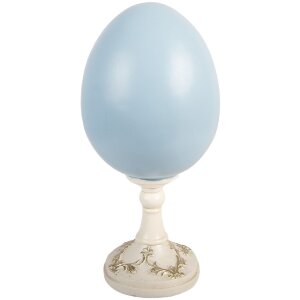 Clayre & Eef Vánoční koule s králíkem bílá-modrá 13x12x28 cm