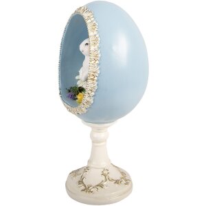 Clayre & Eef Vánoční koule s králíkem bílá-modrá 13x12x28 cm