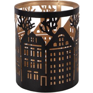 Clayre & Eef Svícen s motivem domů z železa Ø11x13 cm