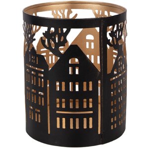 Clayre & Eef Svícen s motivem domů z železa Ø11x13 cm