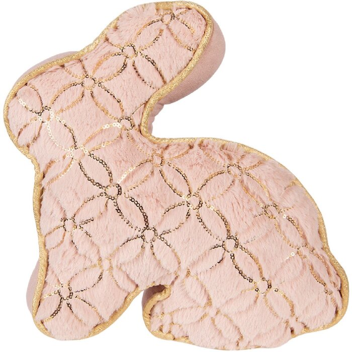 Clayre & Eef Závěsný polštář s králíkem, růžový zlatý 29x10x27 cm
