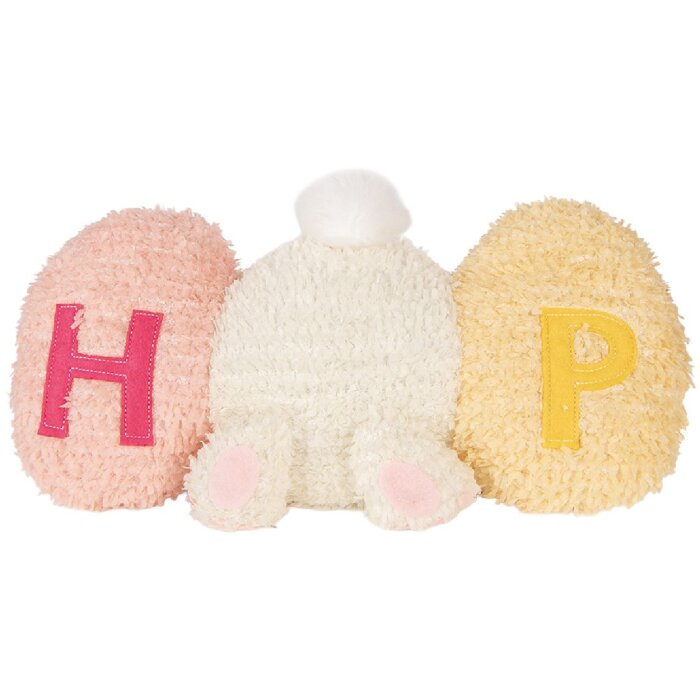 Clayre & Eef Polštář ve tvaru králíka bílo-růžový 36x12x20 cm