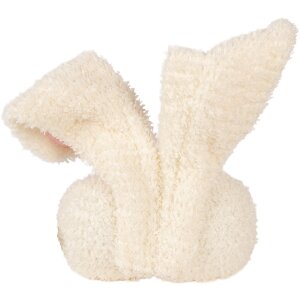 Clayre & Eef dekorační polštář ve tvaru králíka béžový s růžovými detaily 18x10x35 cm