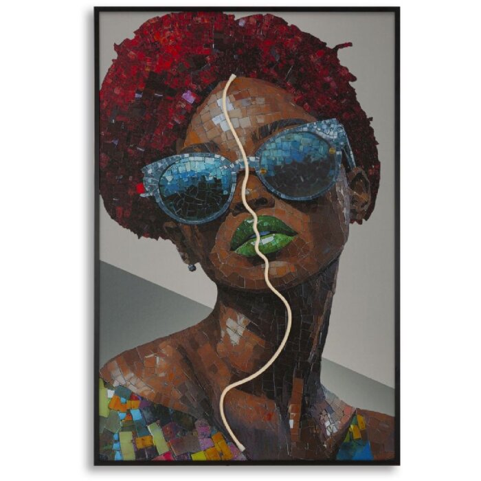 Mauro Ferretti Moderní LED obraz na stěnu „Afro“ 60x90 cm s 3D akrylovou aplikací