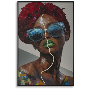 Mauro Ferretti Moderní LED obraz na stěnu „Afro“ 60x90 cm s 3D akrylovou aplikací