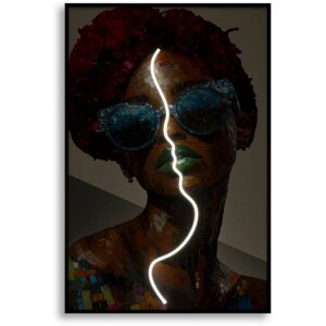 Mauro Ferretti Moderní LED obraz na stěnu „Afro“ 60x90 cm s 3D akrylovou aplikací