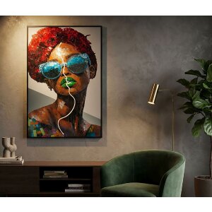 Mauro Ferretti Moderní LED obraz na stěnu „Afro“ 60x90 cm s 3D akrylovou aplikací