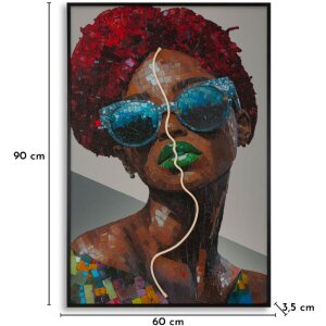 Mauro Ferretti Moderní LED obraz na stěnu „Afro“ 60x90 cm s 3D akrylovou aplikací