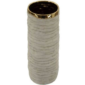 Mauro Ferretti Vaza Lima Open šedá zlatá keramika 40 cm
