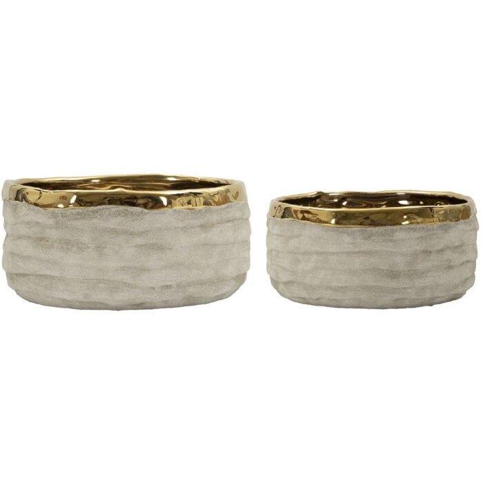 Mauro Ferretti Sada dvou cachepotů „Lima“ šedá zlatá keramika