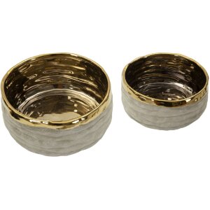 Mauro Ferretti Sada dvou cachepotů „Lima“ šedá zlatá keramika