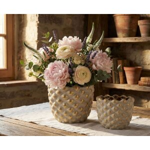 Mauro Ferretti Sada překrytých květináčů Pepitas šedá zlaté akcenty