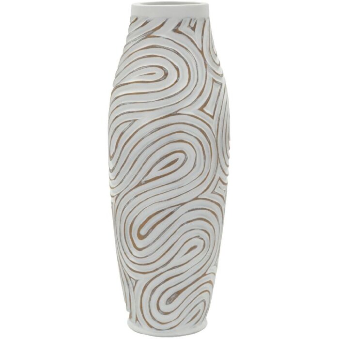 Mauro Ferretti Vazník „Oblix“ bílý z křehkého křemene, vysoký spirálový design