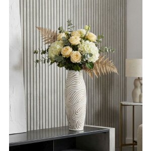 Mauro Ferretti Vazník „Oblix“ bílý z křehkého křemene, vysoký spirálový design