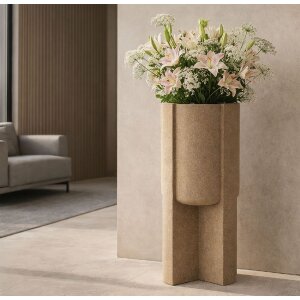 Mauro Ferretti Venkovní stojan na květináče Moai hnědý Ø39x80,5 cm