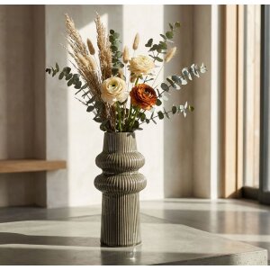 Mauro Ferretti Váza Harmony z keramiky, elegantní zelená, Ø13x25cm