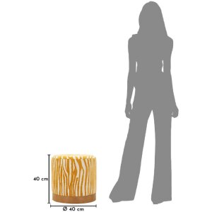 Mauro Ferretti Puff SAVANA senf, dřevěný podstavec, zebří vzor, Ø40x40 cm