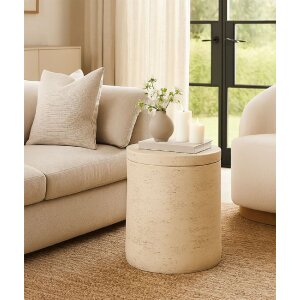 Mauro Ferretti Podnožní stolek ANTIC, kremový betonový design, Ø35x43 cm