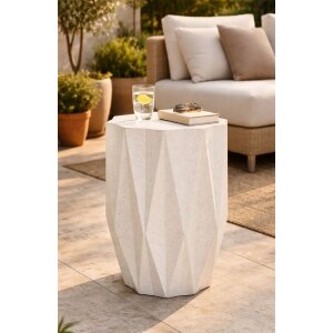 Mauro Ferretti Podnožní stůl STAR krémový s kamenným povrchem