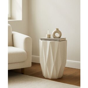 Mauro Ferretti Podnožní stůl STAR krémový s kamenným povrchem