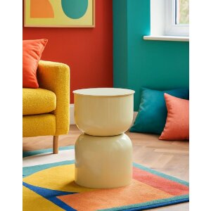 Mauro Ferretti Podnožní stolek OYI křémový, lesklý kov, Ø31x46 cm