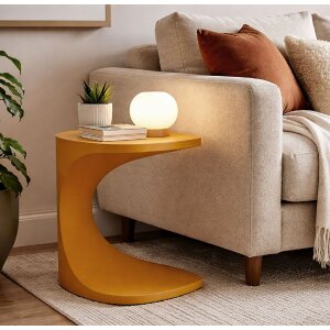 Mauro Ferretti Podnožní stolek Ibiza senf moderní plastový design 42x42x52 cm