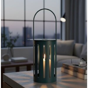 Mauro Ferretti Lampa Saturno Ottanio, moderní kovová lampa s sklem, petrol, Ø24x43 cm