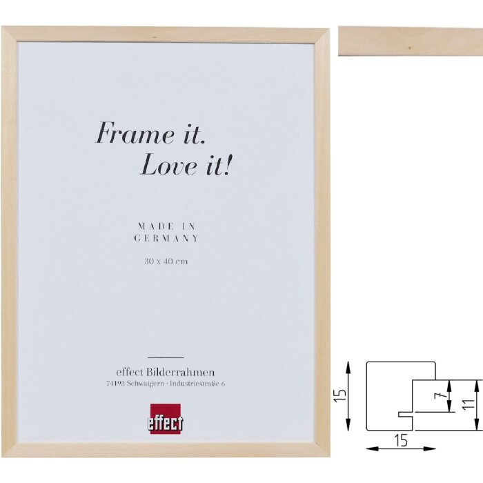 Effect Dřevěný rám profil 2490 přírodní z lipového dřeva 1,5 cm