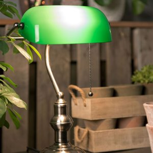 LumiLamp 5LL-5100 Stolní lampa Banker lamp 27x17x41 cm zelené kovové sklo