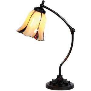 LumiLamp 5LL-5130 Stolní lampa Tiffany Ø 15x46 cm Béžová skleněná stolní lampa