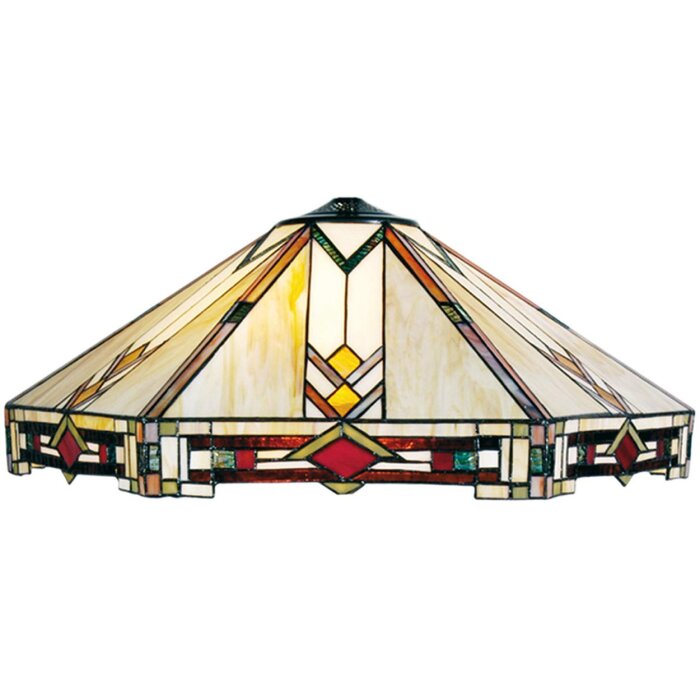 LumiLamp LL-5423 Stínidlo Tiffany Ø 58x23 cm Béžový červený skleněný trojúhelník
