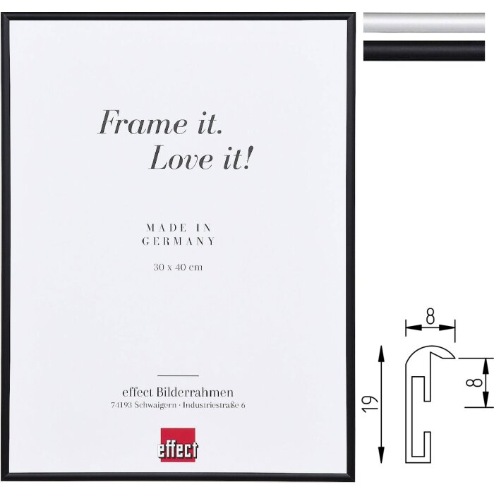 Effect A1 nehořlavý rámeček z eloxovaného aluminia S1, černý nebo stříbrný