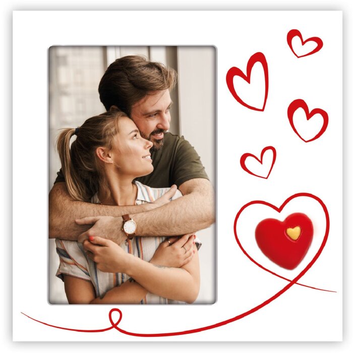 ZEP Fotorám Roberta bílý srdcí 10x15 cm s stojánkem