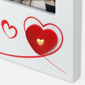 ZEP Fotorámeček Roberta bílý 10x15 cm dřevěný srdcími stojánkem