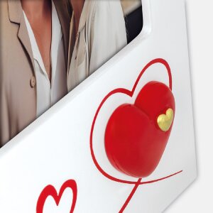 ZEP Fotorámeček Roberta bílý 10x15 cm dřevěný srdcími stojánkem