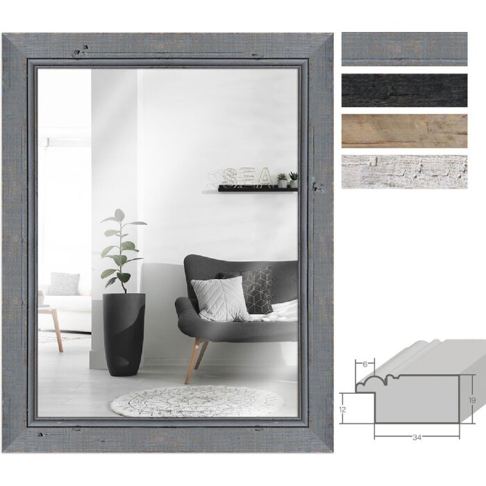 MendeFrames Nástěnné zrcadlo Shabby-Chic s dřevěným rámem, 4 barvy, 20x20-70x100 cm