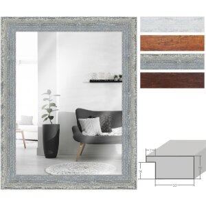 MendeFrames Vintage stěnové zrcadlo z masivního dřeva ve šedé barvě