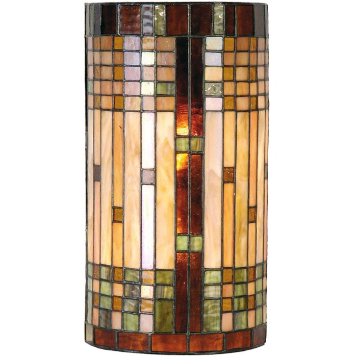 LumiLamp 5LL-9112 Nástěnné svítidlo Tiffany 20x11x36 cm Béžové hnědé sklo půlkruhové