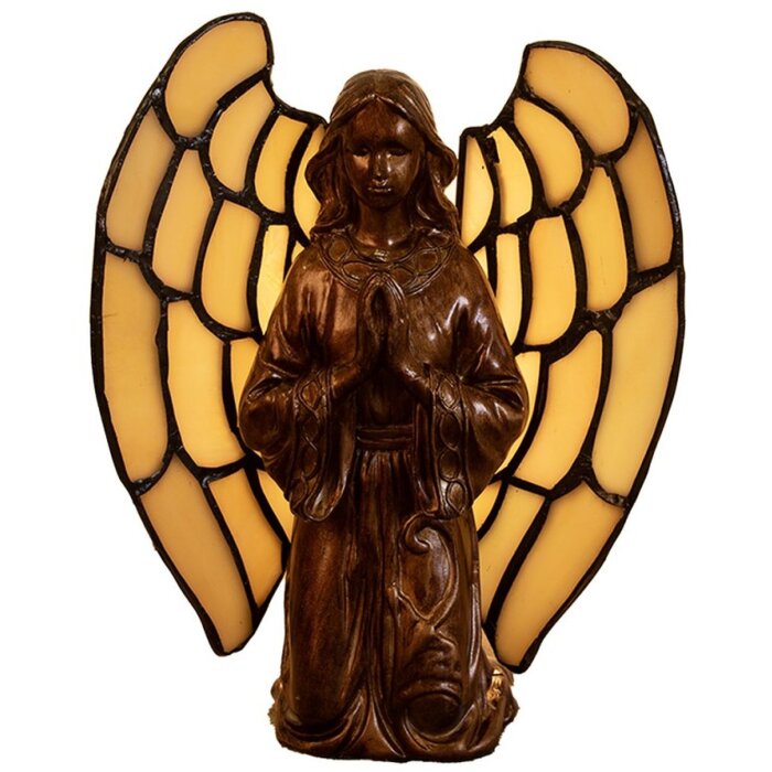 LumiLamp 5LL-9246 Tiffany stolní lampa Angel 16x10x18 cm béžové sklo Tiffany