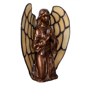 LumiLamp 5LL-9246 Tiffany stolní lampa Angel 16x10x18 cm béžové sklo Tiffany