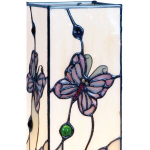 Malá skleněná stolní lampa s motýly 12,5x35 cm