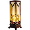 LumiLamp 5LL-9331 Stolní lampa Tiffany 12x12x35 cm Béžový hnědý skleněný obdélník