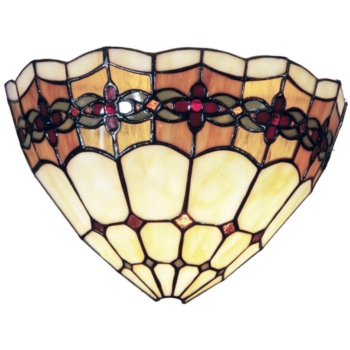 LumiLamp 5LL-9884 Nástěnné svítidlo Tiffany 30x14x20 cm Béžové hnědé sklo Rose Triangle