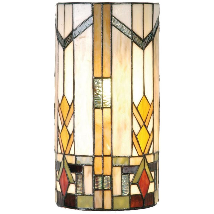 LumiLamp 5LL-9907 Nástěnné svítidlo Tiffany 20x11x36 cm Béžová Zelený skleněný půlkruh
