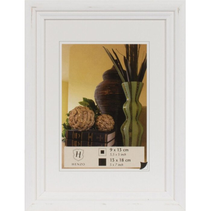 Dřevěný obrazový rám Henzo Artos White 13x18 cm se zakřivenou lištou z čirého skla