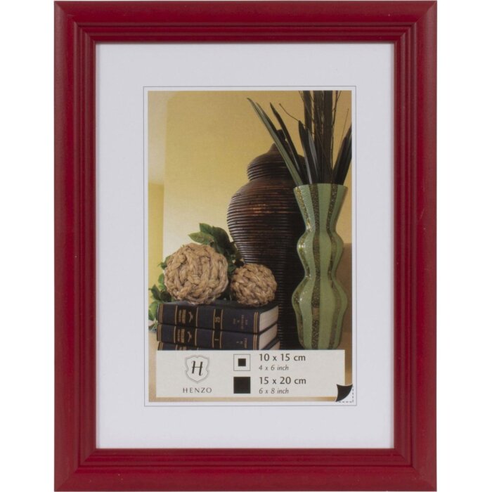 Dřevěný rámeček Henzo Artos červený 15x20 cm elegantní fotorámeček s čirým sklem