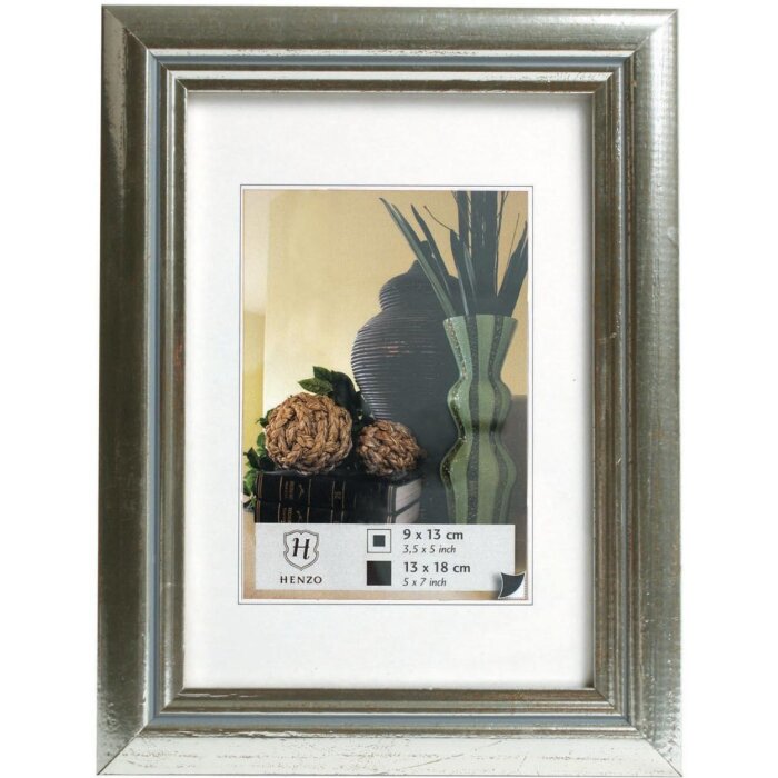 Dřevěný rám Henzo Artos 15x20 cm stříbrný elegantní design stojanový formát na výšku