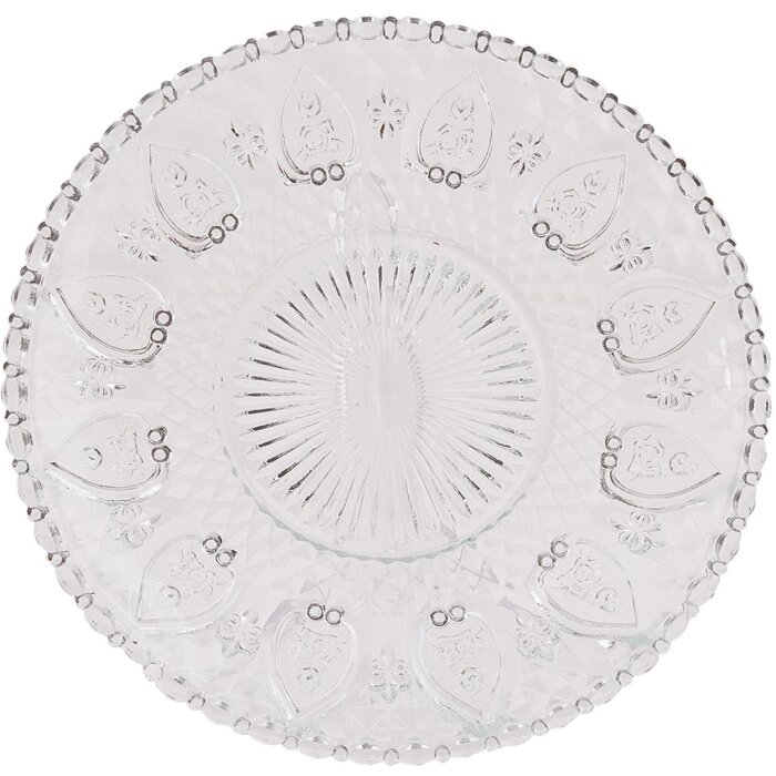 Clayre & Eef 6GL0226 Skleněný kulatý jídelní talíř Ø 22 cm
