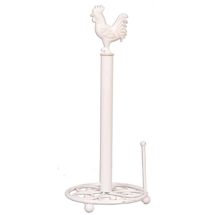 Clayre & Eef 6Y0518W Kuchyňský držák na rohlíky Ø 18x43 cm Bílý kov