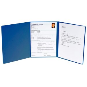 Bewerbungsmappe 3teilige 2 Klemmschienen Leder blau
